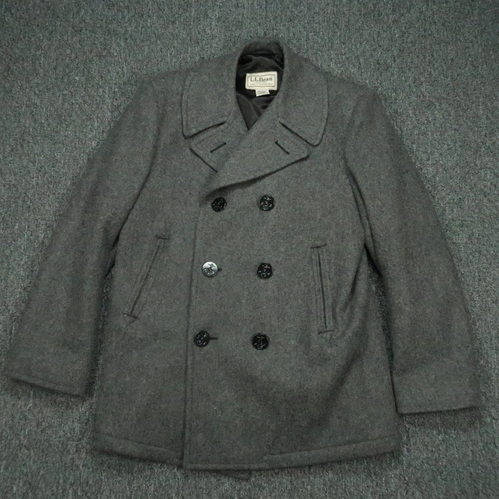 LL Bean Jacket Mens Small Gray Wool Sterlingwear of Boston Anchor Collection